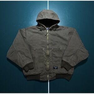 Vintage Walls Work Wear Jacket Men's Large Brown Duck Canvas Fleece Lined Hooded